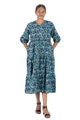 [LD4567] Tribal Ladies Embelia Dress - FB1776 (10, Black/Blue)