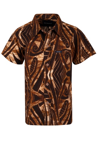 [SB2050] Akamu Boys Shirt Ovini (4, Brown)