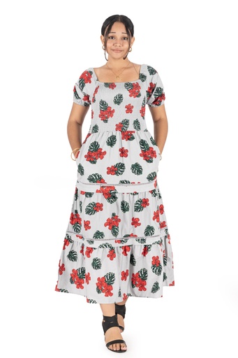 [LD4617] Senitoa Bella Smocking Dress Elita (10, Gray)