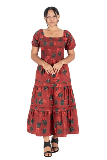 [LD4617] Senitoa Bella Smocking Dress Elita (10, Maroon )