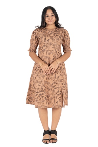 [LD4618] Senitoa Dress With Slit Iowana (10, Beige)