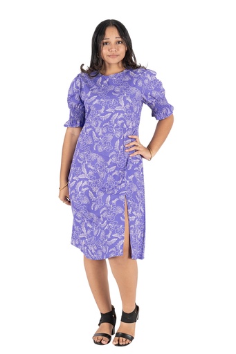 [LD4618] Senitoa Dress With Slit Iowana (10, Purple)