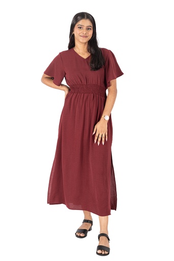 [LD4638] Nifty Soul Dress With Slits (8, Maroon )