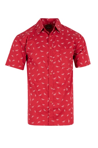 [SS4262] Woodgreen Mens Straight Bottom Shirt - Clover (S, Red)