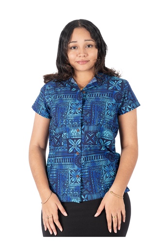 [LW4246] Tribal Origin Ladies Bula Top - FB1803 (8, Navy/Blue)