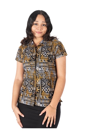 [LW4246] Tribal Origin Ladies Bula Top - FB1803 (8, Black/Rust)