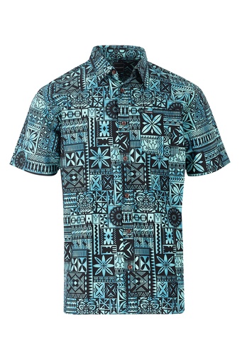 [SS4226] Tribal Origin Mens Bula Shirt - FB1803 (S, Jade)