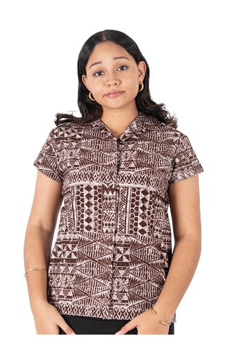 [LW4247] Tribal Origin Ladies Bula Top - FB1804 (8, Brown)
