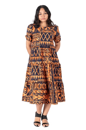 [LD4628] Tribal Origin Ladies Sidra Dress - FB1805 (10, Black/Brown)