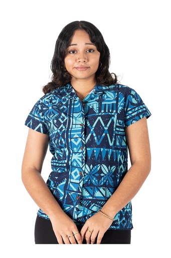 [LW4248] Tribal Origin Ladies Bula Top - FB1805 (8, Blue)
