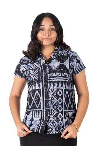 [LW4248] Tribal Origin Ladies Bula Top - FB1805 (8, Black/Gray)