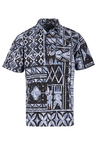 [SS4228] Tribal Origin Mens Bula Shirt - FB1805 (S, Black/Gray)