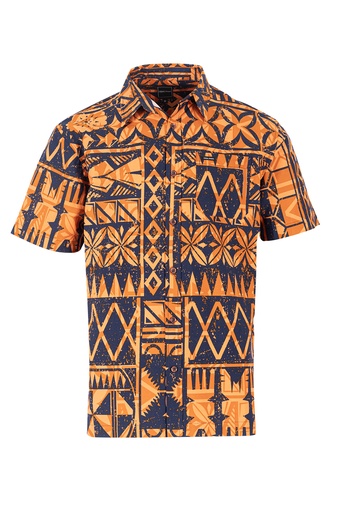 [SS4228] Tribal Origin Mens Bula Shirt - FB1805 (S, Black/Brown)
