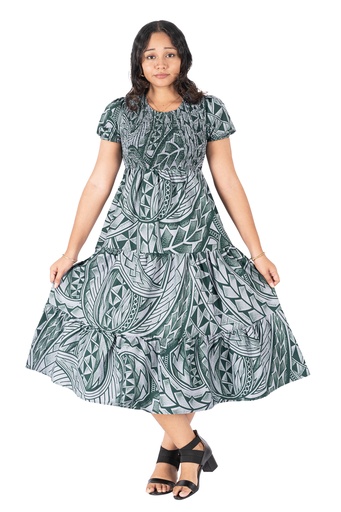 [LD4631] Tribal Origin Ladies Kyla Smocking Dress - FB1809 (10, Green)
