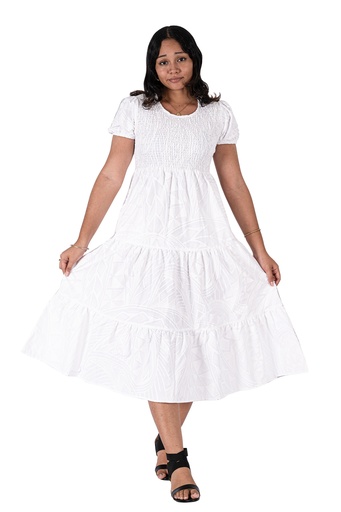 [LD4631] Tribal Origin Ladies Kyla Smocking Dress - FB1809 (10, White Wax)