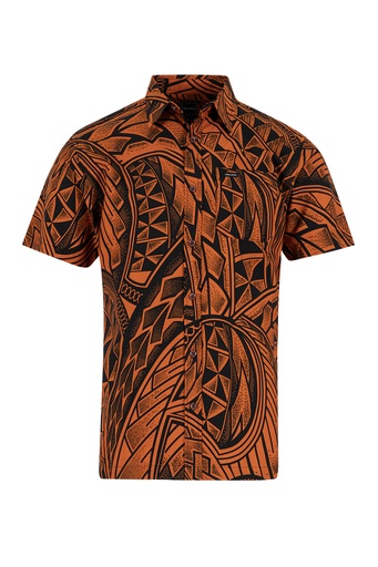 [SS4231] Tribal Origin Mens Bula Shirts - FB1809 (S, Black/Brown)