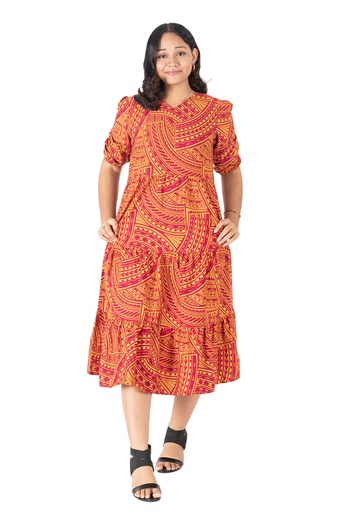 [LD4632] Tribal Origin Ladies Lili Dress - FB1811 (10, Maroon/Rust)