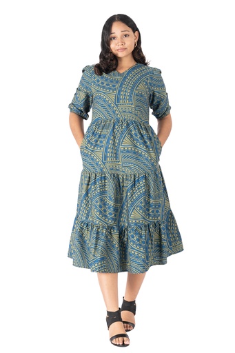 [LD4632] Tribal Origin Ladies Lili Dress - FB1811 (10, Navy/Lime)