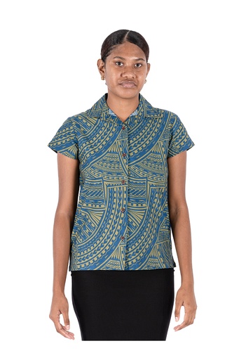 [LW4263] Tribal Origin Ladies Bula Top - FB1811 (8, Navy/Lime)