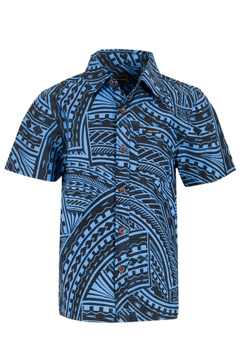 [SB2061] Tribal Origin Boys Bula Shirt - FB1811 (2, Blue)