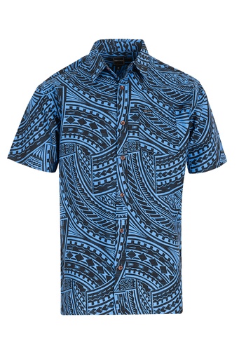 [SS4232] Tribal Origin Mens Bula Shirts - FB1811 (S, Blue)