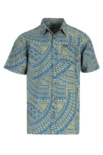 [SS4232] Tribal Origin Mens Bula Shirts - FB1811 (S, Navy/Lime)