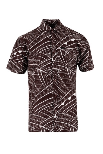 [SS4274] Tribal Mens Bula Shirt- FB1794 (S, Brown)