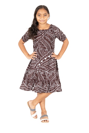 [LG2003] Tribal Origin Girls Luna Dress- FB1794 (4, Brown)