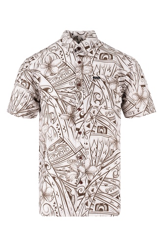 [SS4275] Tribal Mens Bula Shirt- FB1795 (S, Beige)