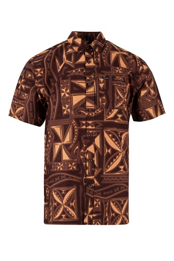[SS4276] Tribal Mens Bula Shirt- FB1796 (S, Mocha)