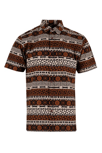 [SS4289] Tribal Mens Bula Shirt FB1784 (S, Brown)