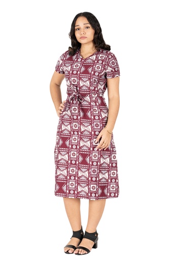 [LD4707] Tribal Origin Ladies Rivi Dress FB1785 (10, Maroon )