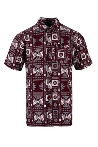 [SS4288] Tribal Mens Bula Shirt FB1785 (S, Maroon )