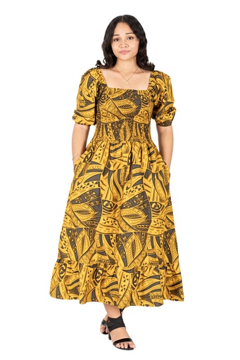 [LD4685] Tribal Origin Ladies Eliza Dress FB1797 (10, Yellow)