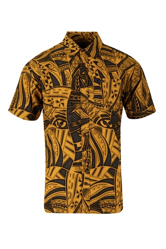 [SS4277] Tribal Mens Bula Shirt FB1797 (S, Yellow)