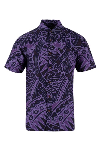 [SS4278] Tribal Mens Bula Shirt FB1798 (S, Purple)