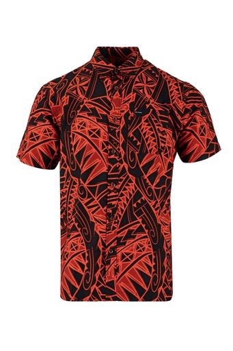 [SS4278] Tribal Mens Bula Shirt FB1798 (S, Rusty Red)