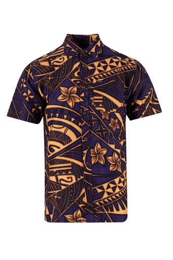 [SS4287] Tribal Mens Bula Shirt FB1799 (S, Purple)