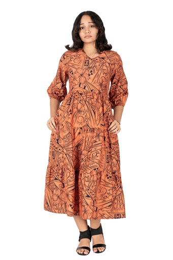 [LD4683] Tribal Origin Ladies Embelia Dress FB1795 (Peach, 10)