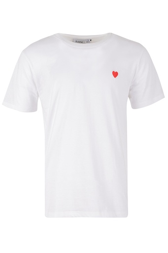 [TM4309] Dark Mens Relax Cvc Tees - Heart (XS, White)