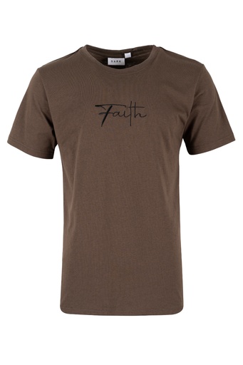 [TM4318] Dark Mens Relax Cvc Tees - Faith (XS, Sepia)