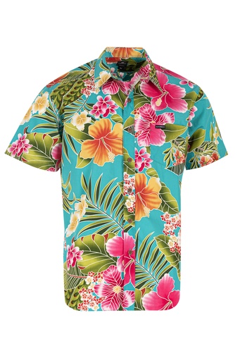 [SS4303] Cloudbreak Mens Printed Shirt - FB1835 (KK-017) (XS, Turquoise)