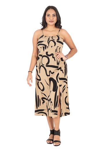 [LD4749] Nifty Soul Spagatti Strap Dress (8, Brown)