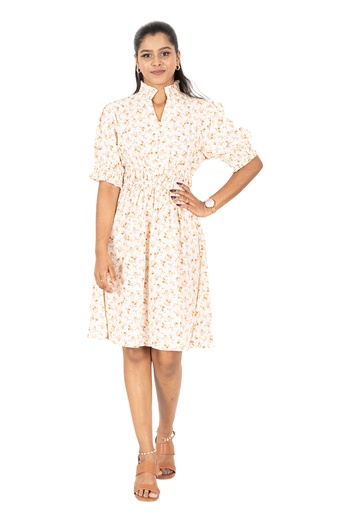 [LD4725] Nifty Soul V Neck Dress (8, Peach)