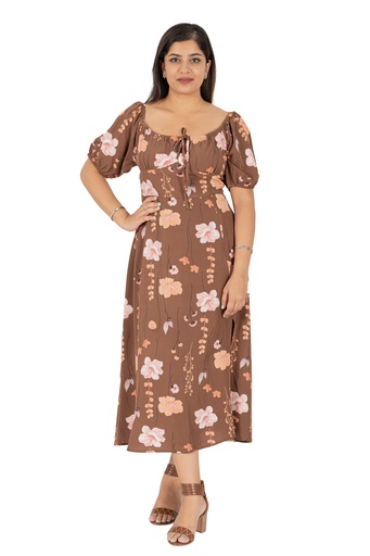 [LD4737] Nifty Soul Dress With Slit (8, Brown)