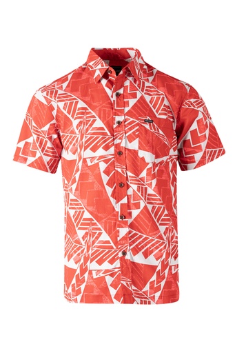 [SS4325] Tribal Origin Mens Bula Shirt- Fearfiou (S, Bright Red)