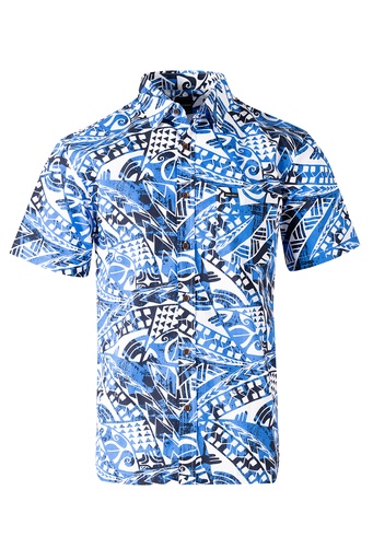 [SS4322] Tribal Origin Mens Bula Shirt- Kemoli (S, Navy)