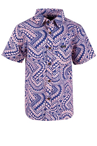 [SB2079] Tribal Origin Boys Bula Shirt- Matana (2, Pink/Royal)