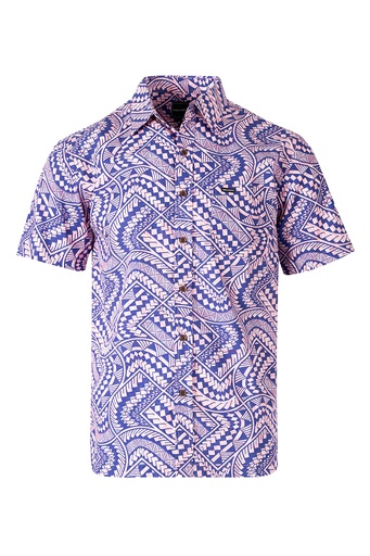 [SS4328] Tribal Origin Mens Bula Shirt- Matana (S, Pink/Royal)