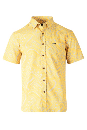 [SS4328] Tribal Origin Mens Bula Shirt- Matana (S, Gray/Yellow)